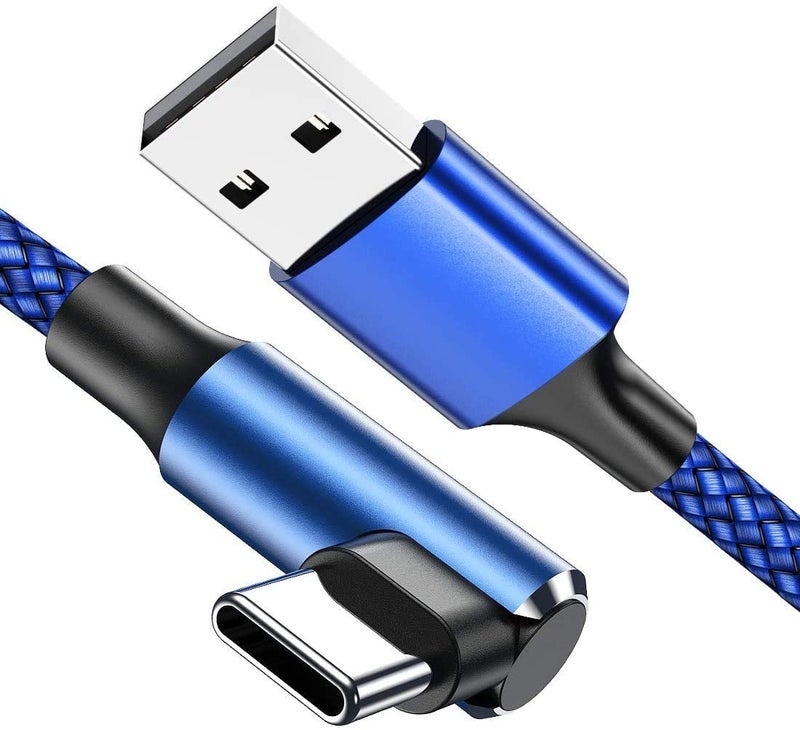 EWUONU USB C Cable 90 Degree [3 Pack 10FT], USB A to USB C Right Angle Nylon Braided Fast Charging Cable for iPhone 16 Pro Max/16Pro/16Plus/16/15 Pro Max, Samsung Galaxy S24 Ultra/S24/S23 Ultra, iPad Air6 - Image 2