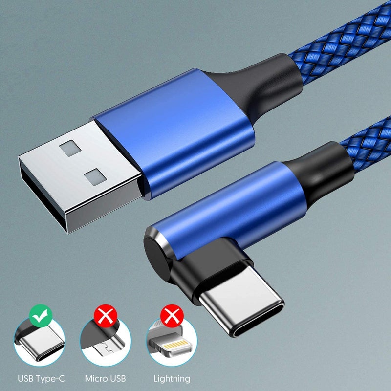 EWUONU USB C Cable 90 Degree [3 Pack 10FT], USB A to USB C Right Angle Nylon Braided Fast Charging Cable for iPhone 16 Pro Max/16Pro/16Plus/16/15 Pro Max, Samsung Galaxy S24 Ultra/S24/S23 Ultra, iPad Air6 - Image 5