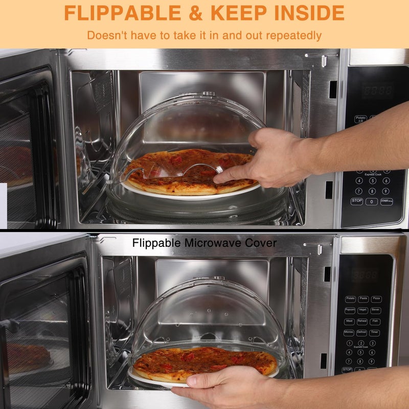 lopeztek Flippable Microwave Splatter Cover,Microwave Cover for Food, Dish, Higher Microwave Plate Cover for Heating, Stay-Inside Splatter Guard for Microwave Oven, Innovative Lid-10.5 IN - Image 2