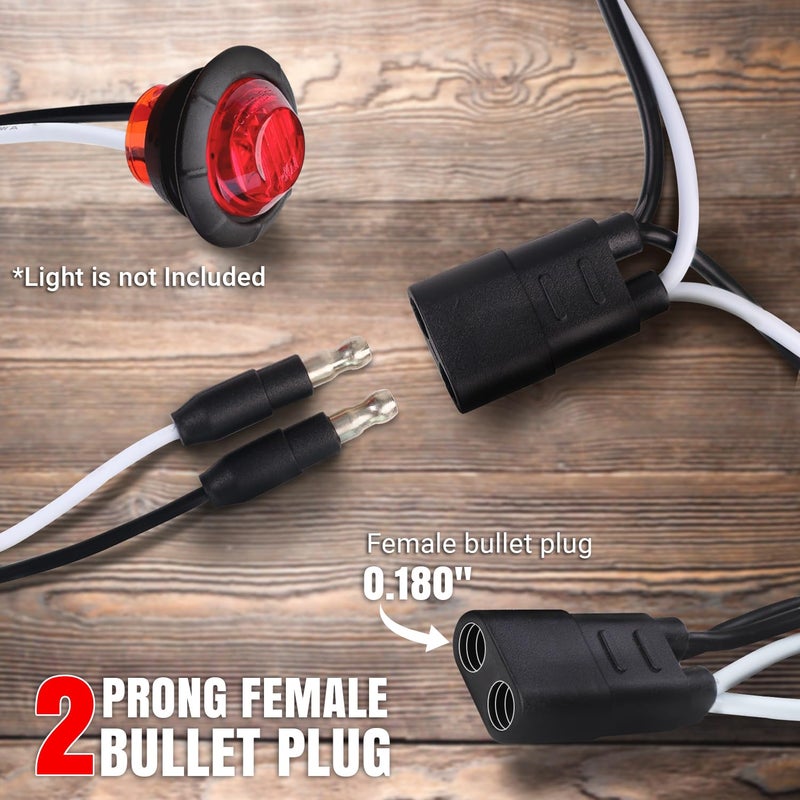 TMH 20 Count 2-Prong Wire Harness Roll Double Female Bullet Plug 18 Gauge - 6.5" Spacing for LED Marker Clearance Lights Hassle-Free Installation - Image 3