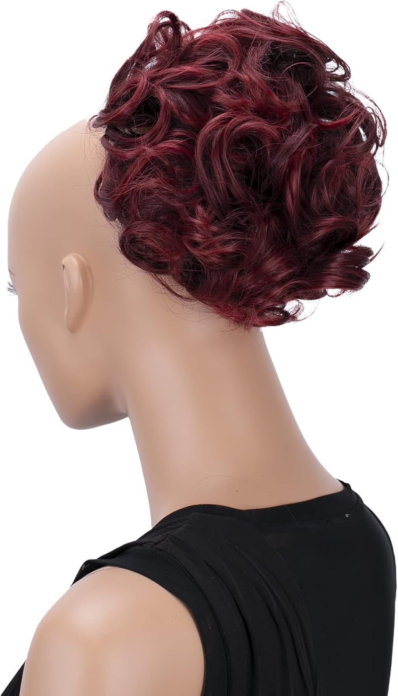CAISHA Bun Hairpiece Ponytail Topknot HepburnBun Scrunchie Updo Red Mix HK113