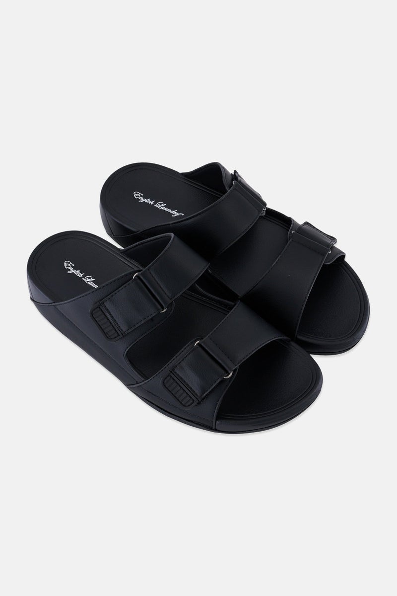 English Laundry صنادل عربية للرجال برباطين، سوداء - Image 2