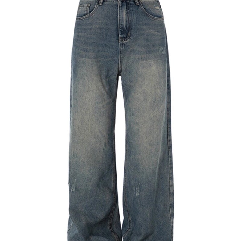 Unisex Classic Denim Jeans Loose Fit Daily Outdoor Wear - Image 1