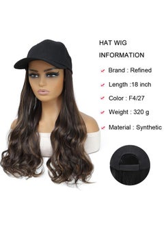Refined hair 18 Inch Hat Wig For Women Baseball Cap With Synthetic Hair Extensions Baseball Hat With Hair Attached Adjustable Wave Hairpiece With Baseball Hat Cap For Daily Use (F4/27, 18 Inch)  - Image 2