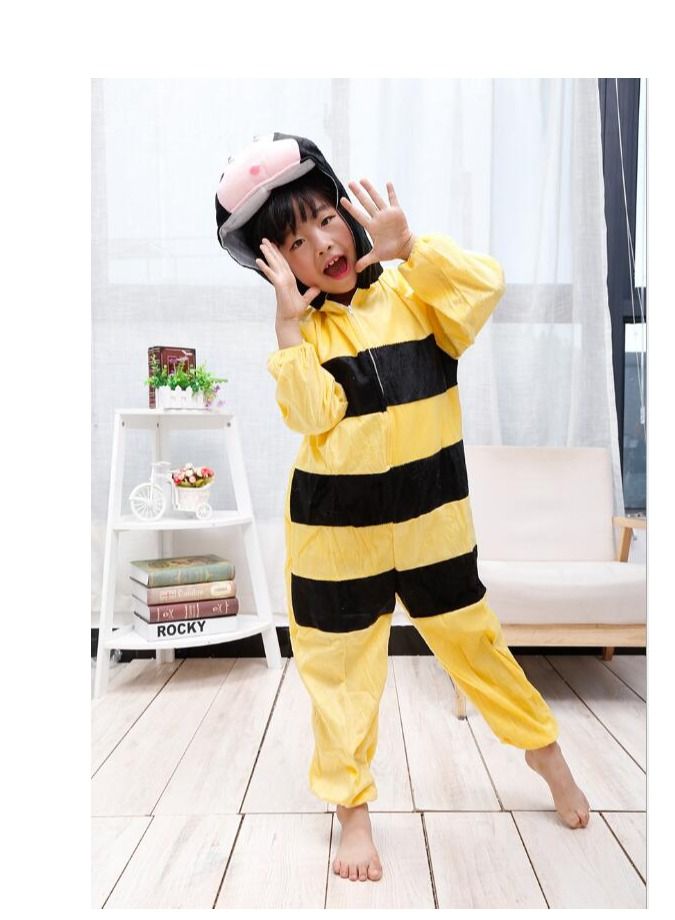 Brain Giggles Brain Giggles Bee Animal Plush Costume Design Carnival Party Jumpsuit for Kids Boys and Girls Large  - Image 1