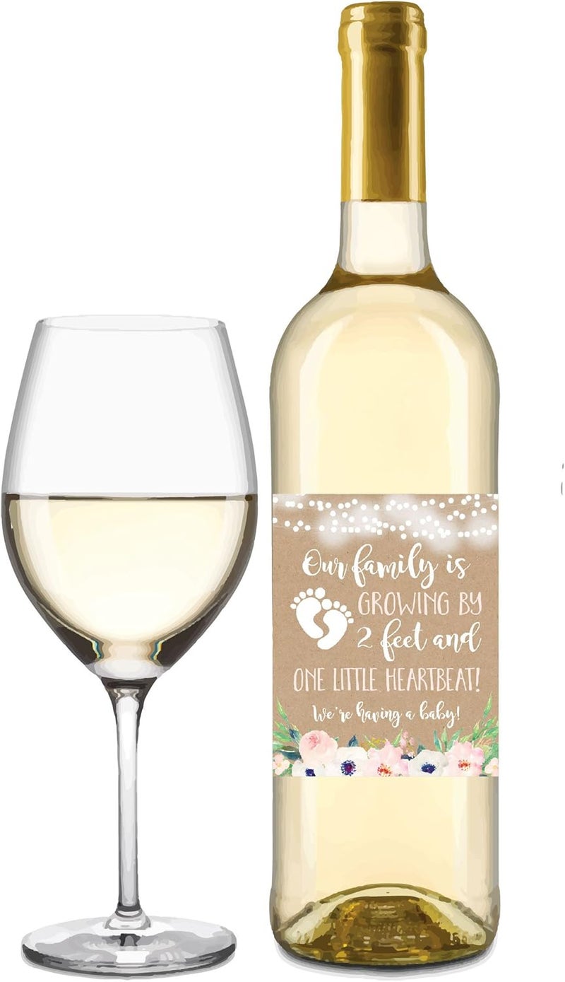 Hadley Designs 8 Kraft Floral Theme Mommy's First Milestone Stickers or Wine Labels - Image 4