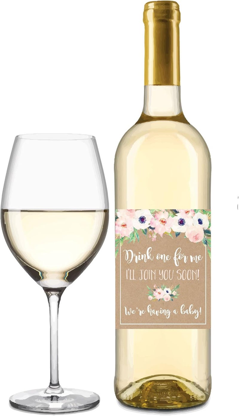 Hadley Designs 8 Kraft Floral Theme Mommy's First Milestone Stickers or Wine Labels - Image 5
