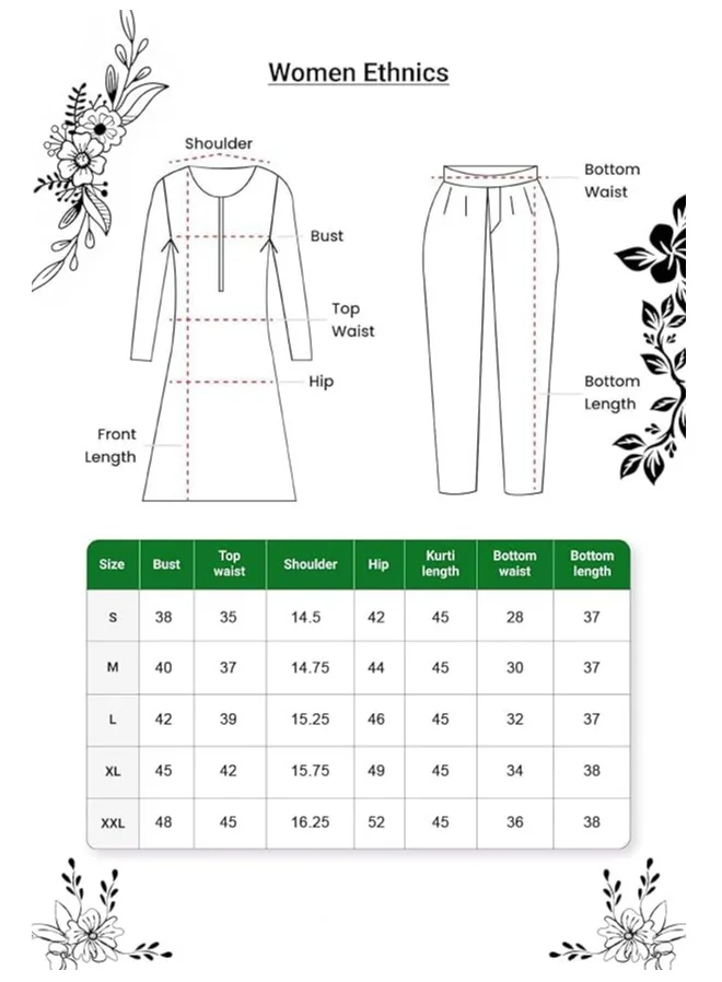 GoSriKi Green GoSriKi Women's Rayon Blend Anarkali Printed Kurta with Pant & Dupatta (BERLIN GREEN-GS_L_Green_Large) for Women | Best Price UAE