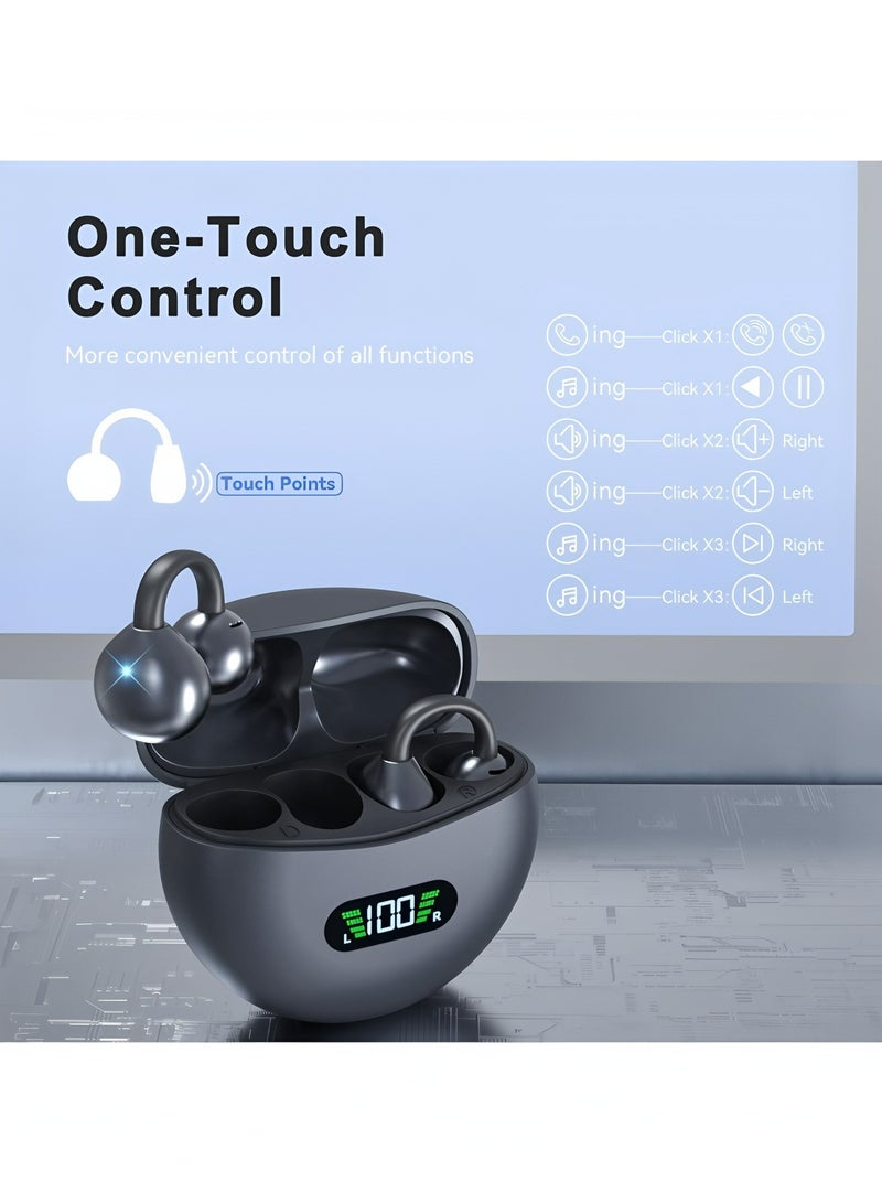 Flyview Ear Clip Earbuds Mini Open Ear Headphones Wireless Bluetooth Earphones for Sport Workout Driving Walking Running Compatible with iPhone Android - Image 4