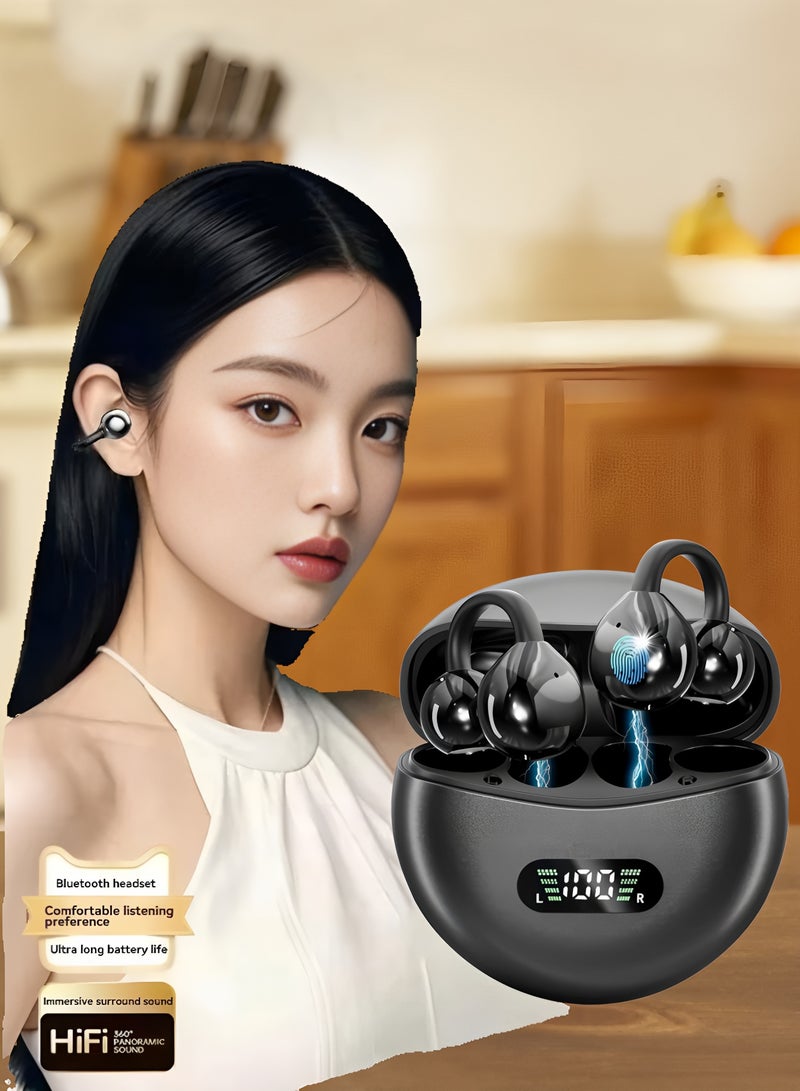 Flyview Ear Clip Earbuds Mini Open Ear Headphones Wireless Bluetooth Earphones for Sport Workout Driving Walking Running Compatible with iPhone Android - Image 1