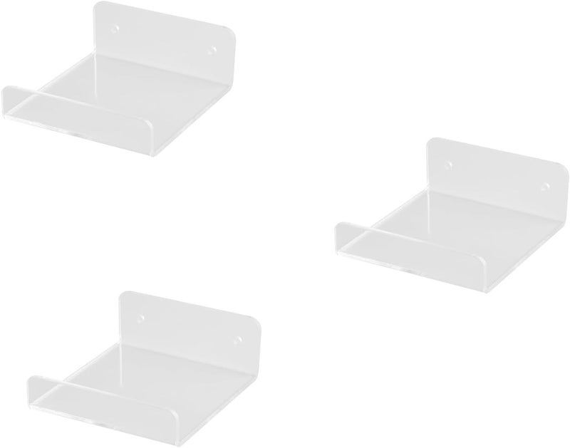 Tazweeq 3 Pack Acrylic Small Floating Shelf for Wall Storage, No Drill Adhesive Wall Shelf Set of 3 for Storage, Floating Shelves Damage-Free Expand Wall Space for Living Room, Office, Gaming Room - Image 1