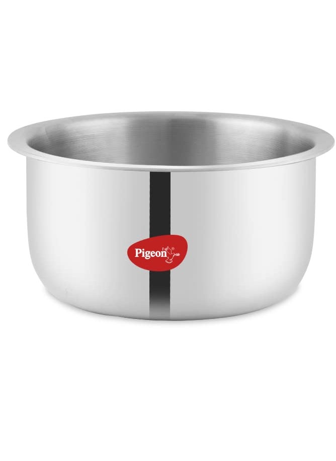 pigeon Pigeon Elite Stainless Steel Triply Tope 18 cm, Gas Stove and Induction Compatible for Fast Cooking and Longer Heat Retention, Along with Even Heat Distribution- Silver  - Image 1
