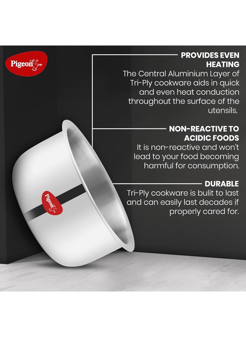 pigeon Pigeon Elite Stainless Steel Triply Tope 18 cm, Gas Stove and Induction Compatible for Fast Cooking and Longer Heat Retention, Along with Even Heat Distribution- Silver  - Image 4