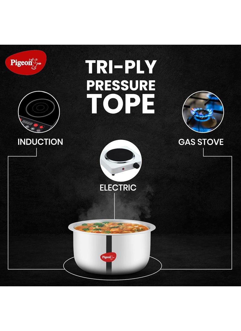 pigeon Pigeon Elite Stainless Steel Triply Tope 18 cm, Gas Stove and Induction Compatible for Fast Cooking and Longer Heat Retention, Along with Even Heat Distribution- Silver  - Image 3