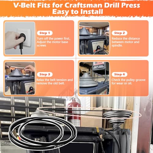 Earthtec New Replacement Belt Craftsman Drill Press w/ 45 inch 3/16 top Width V-Belt - Image 5