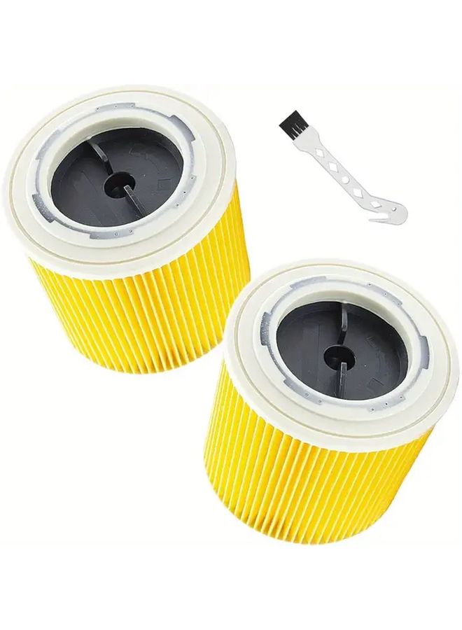 Yellow Cylindrical Water Filter Replacement With Cleaning Brush 2 Pack - Image 1