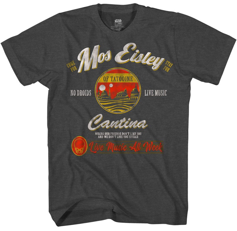 STAR WARS Mos Eisley Cantina Tatooine Men's Adult Graphic Tee T-Shirt (Grey, Large)