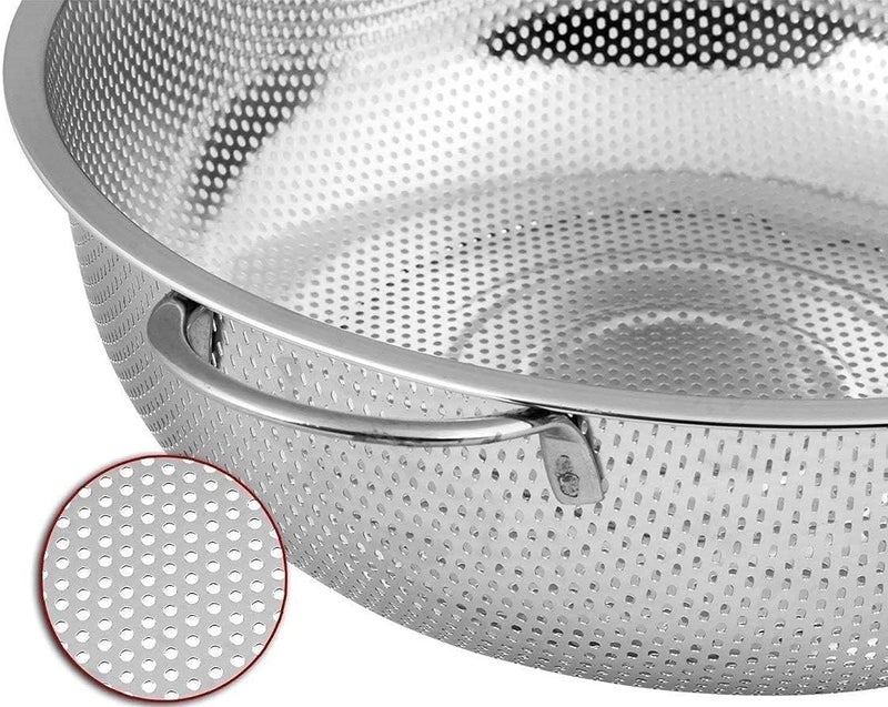MENOVAS Colander with Handle Pasta Spaghetti Berry Fruit Vegetable Kitchen Food Strainer Basket Stainless Steel Rice Washing Basket Bowl Pot Drainer for Cooking Sifter Strainer - Image 5