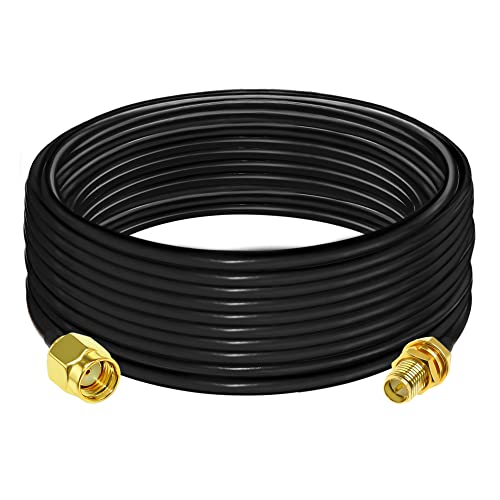TUOLNK RG58 RP SMA Jumper Coax Cable, 32.8ft(10M) RP SMA Female to RP SMA Male Extension Cable, Low Loss 50ohm RP-SMA Coaxial Cable for WiFi Antenna, GPS Antenna - Image 1