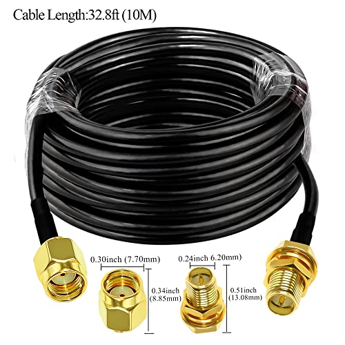 TUOLNK RG58 RP SMA Jumper Coax Cable, 32.8ft(10M) RP SMA Female to RP SMA Male Extension Cable, Low Loss 50ohm RP-SMA Coaxial Cable for WiFi Antenna, GPS Antenna - Image 5