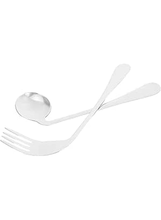 Stainless Steel Angled Eating Utensils 2 Piece Set Fork and Spoon for Elderly Rehabilitation - Image 1