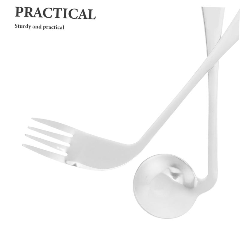 Stainless Steel Angled Eating Utensils 2 Piece Set Fork and Spoon for Elderly Rehabilitation - Image 4
