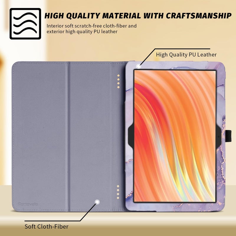 Famavala Folio Case Compatible for 10.1" Fire HD 10 Tablet (11th/13th Generation, 2021/2023 Released), Slim Cover with Auto Wake/Sleep, Lenovo M10 2023 Tab (Purple Marble) - Image 3