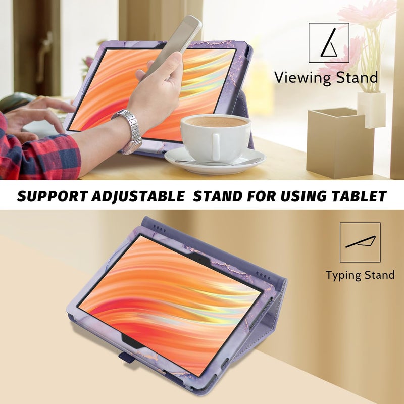Famavala Folio Case Compatible for 10.1" Fire HD 10 Tablet (11th/13th Generation, 2021/2023 Released), Slim Cover with Auto Wake/Sleep, Lenovo M10 2023 Tab (Purple Marble) - Image 5