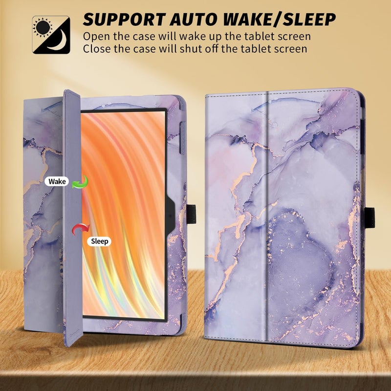 Famavala Folio Case Compatible for 10.1" Fire HD 10 Tablet (11th/13th Generation, 2021/2023 Released), Slim Cover with Auto Wake/Sleep, Lenovo M10 2023 Tab (Purple Marble) - Image 2