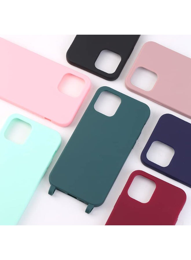 Compatible iPhone 15 Crossbody Silicone Soft Matte Phone Case with Adjustable Neck Cord Strap, Black - Image 2