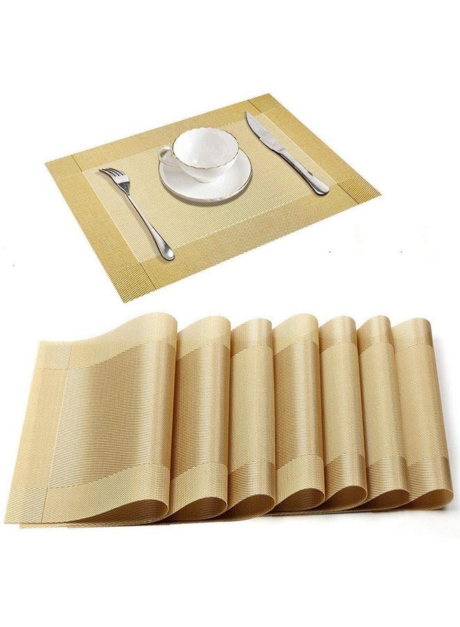 Ramkuwar Dining Table Runner and Placemats Set of 8 Modern Place Mats for Dining Table Decor Kitchen and Table Linens Coffee Mat for Christmas Dinners Gold, Large - Image 2