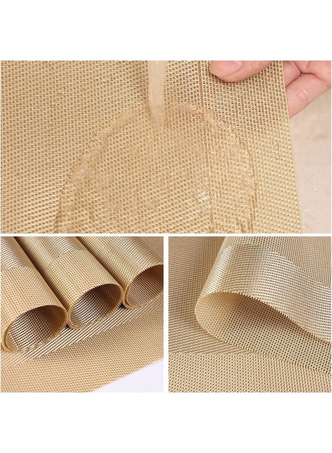 Ramkuwar Dining Table Runner and Placemats Set of 8 Modern Place Mats for Dining Table Decor Kitchen and Table Linens Coffee Mat for Christmas Dinners Gold, Large - Image 4