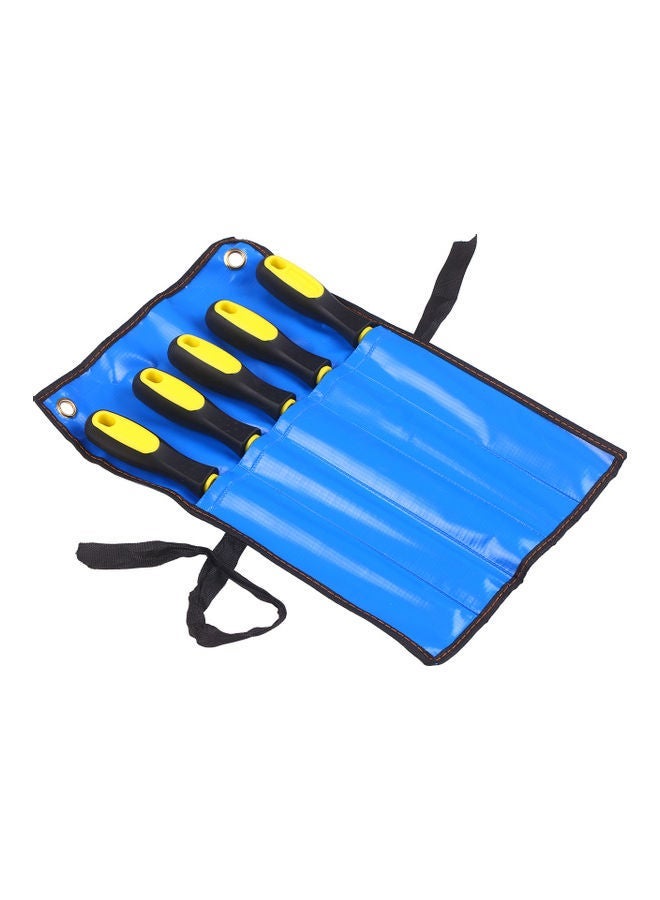 NIBEMINENT 5-Piece File Set With Carrying Bag Black/Yellow/Silver 6inch - Image 4