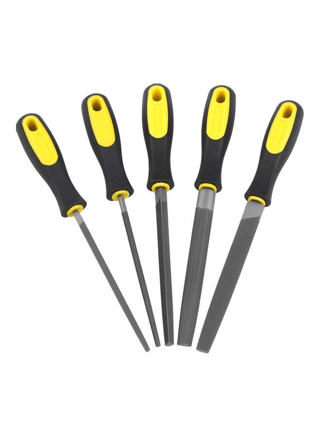 NIBEMINENT 5-Piece File Set With Carrying Bag Black/Yellow/Silver 6inch - Image 2