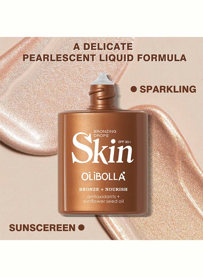 أوليبولا سائل إبراز الجسم، قطرات تسمير قابلة للبناء مع SPF 30، مُغَلى بزيت بذور عباد الشمس ومضادات الأكسدة، برونزي يغذي توهج الشمس للوجه والجسم، مُرطب للتسمير الذاتي لجميع ألوان البشرة 02#ذهب وردي - Image 3