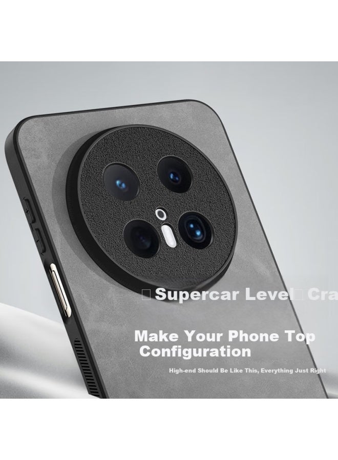 Hotfire Huawei Mate70pro غطاء هاتف, Huawei Mate70pro غطاء واقي, ترقية غطاء جلدي شبيه بالجلد الطبيعي ماتي كامل التغطية بتصميم بسيط - أسود منتصف الليل - Image 1