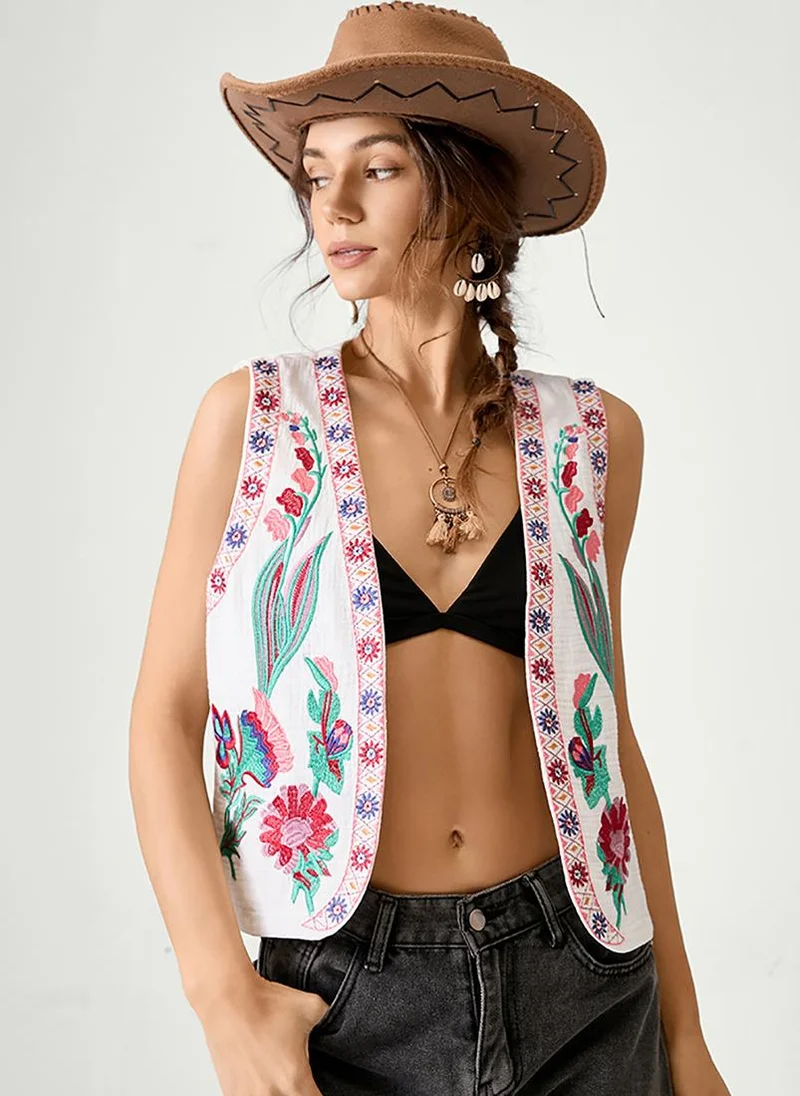 YUNIQEE White Sleeveless Open Front Jacket