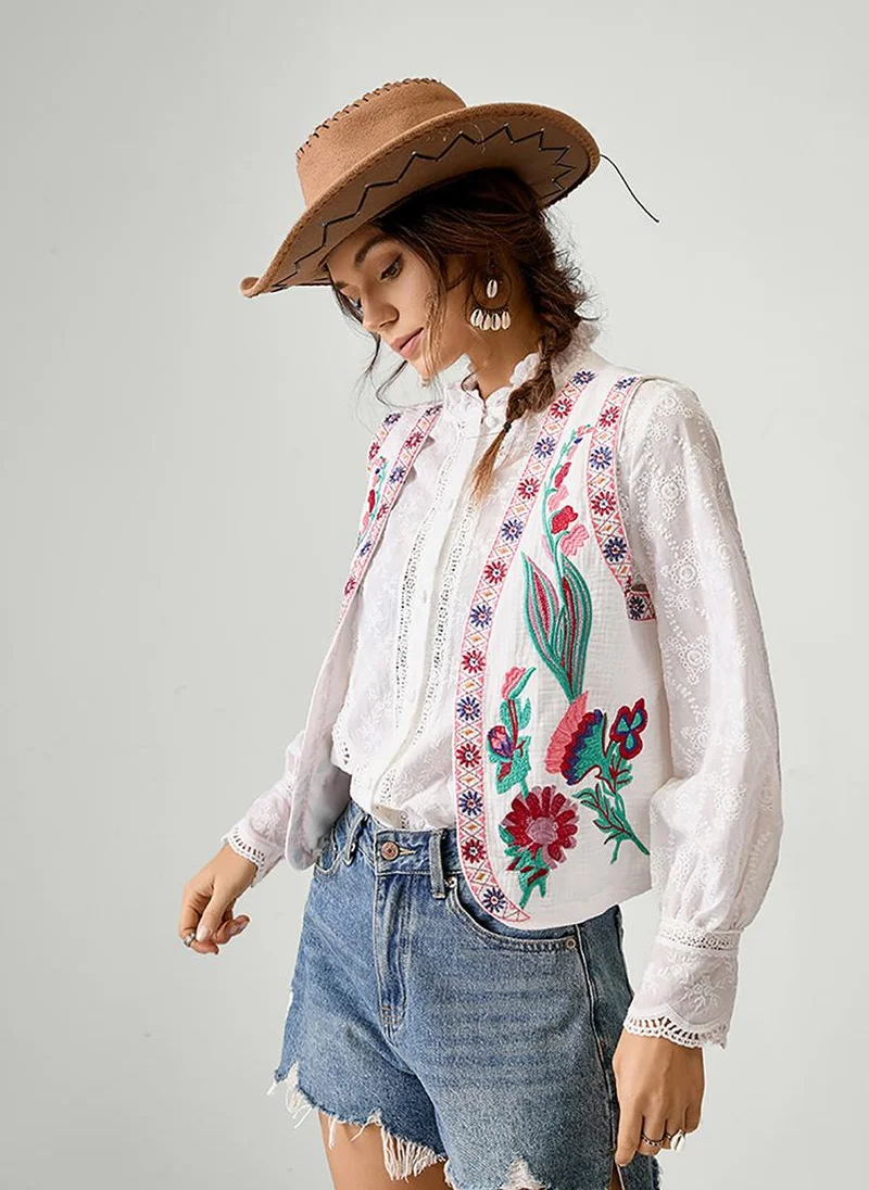 YUNIQEE White Sleeveless Open Front Jacket