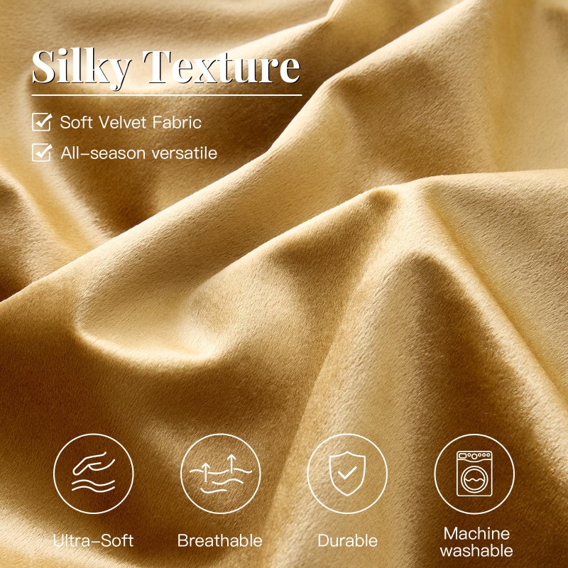 MUSSEL Velvet California King Size Comforter Set 3 Pieces,Luxury Gold All Season Cozy Velvet Bedding Comforter Sets,Modern Striped Lightweight Fluffy Bedroom Sets - Image 5