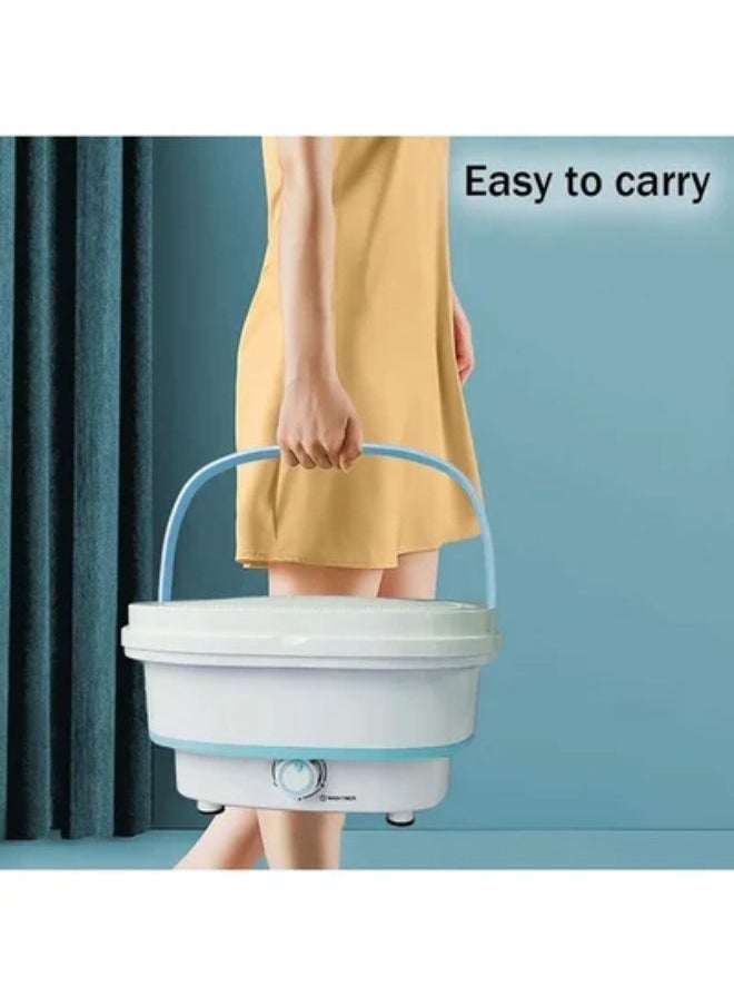 Mini Foldable Washing Machine Lightweight Travel Laundry Washer with Folding Tub Portable Compact Clothes Cleaning Machine - (BLUE)