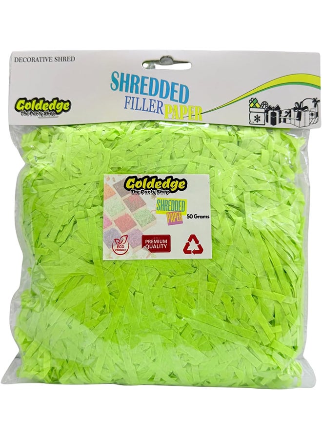 50 Grams of Light Green Shredded Paper Filler for Gift Hampers and Packing Supplies  - Image 1