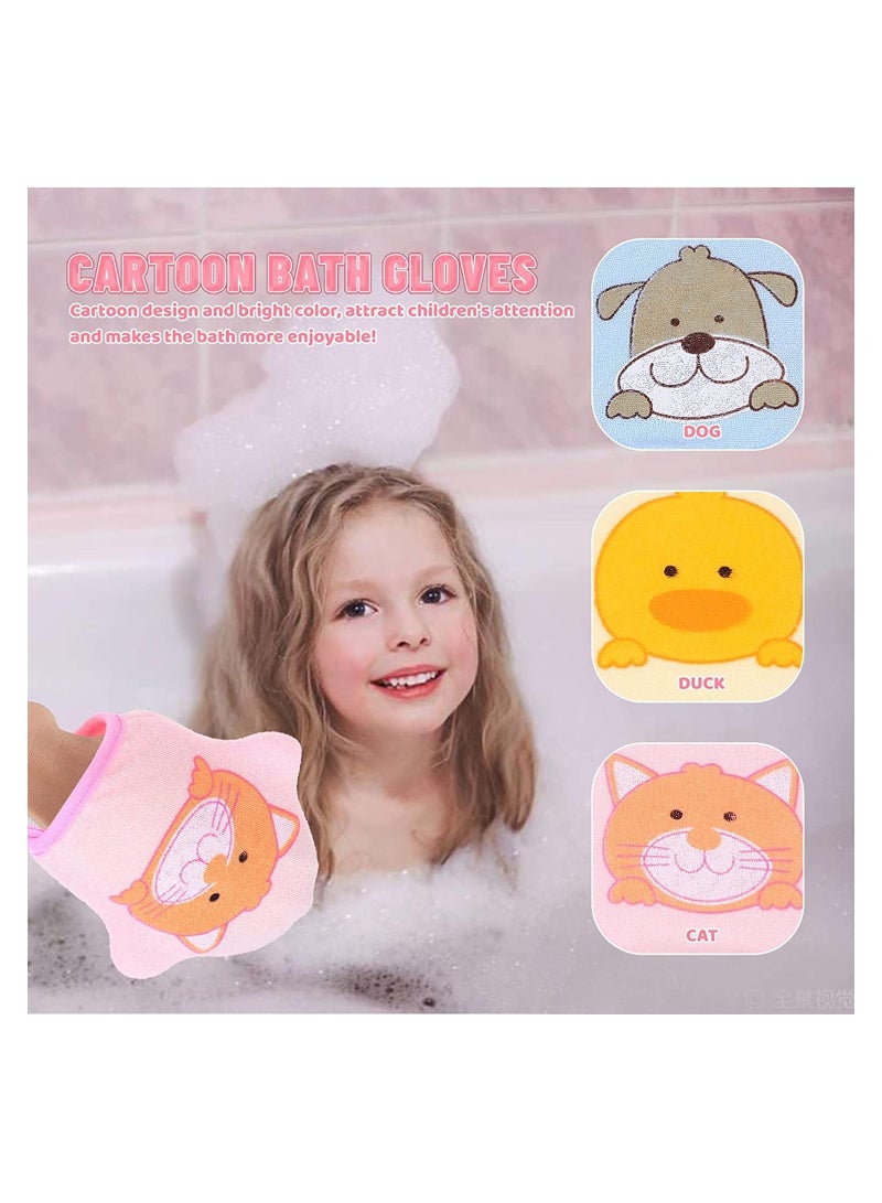 Baby Bath Gloves 3pcs Shower Foaming Sponge Body Cleansing Scrub, Soft Towel For Infant Toddler - Image 3