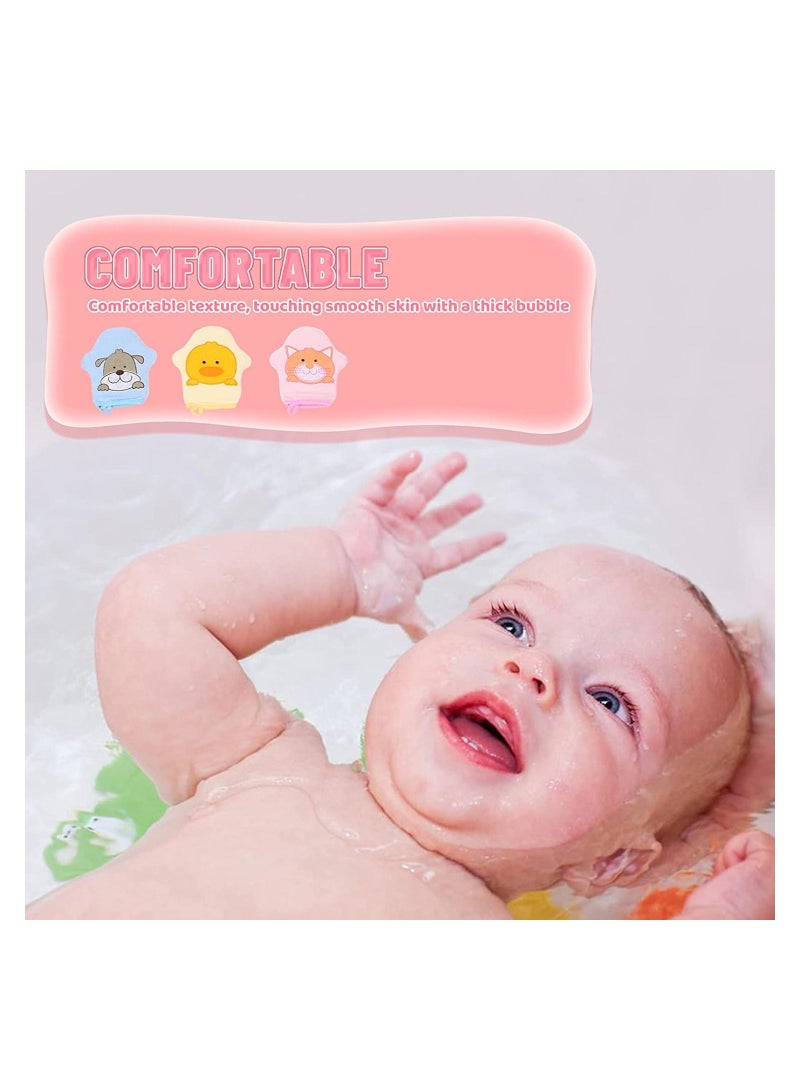 Baby Bath Gloves 3pcs Shower Foaming Sponge Body Cleansing Scrub, Soft Towel For Infant Toddler - Image 5