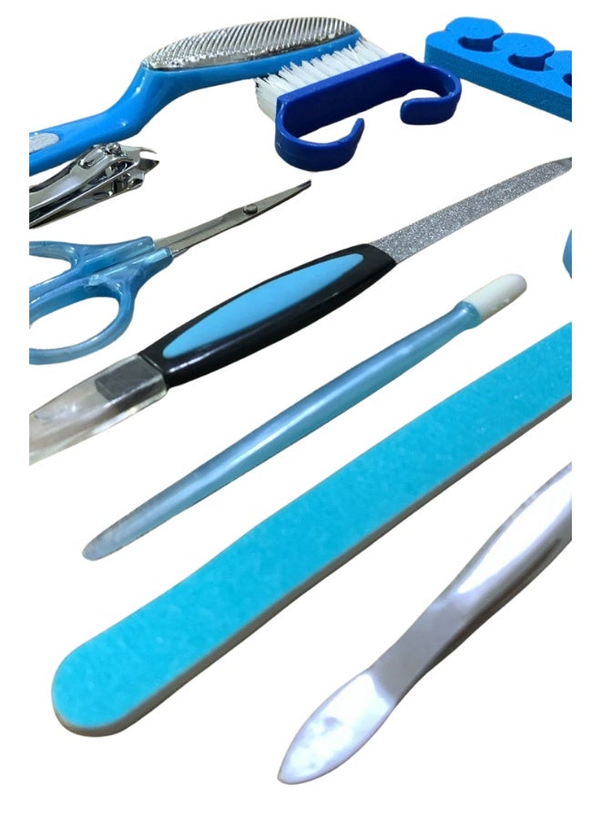 11-Piece Manicure Pedicure Set – Professional Nail Care Kit with Nail File, Buffer File, Cuticle Remover, Nail Clipper, Toe Separator, Cleaning Brush, Foot File, Callus Remover, Trimmer Scissors, Full Hand & Foot Grooming Tools for Home and Salon Use, Complete Nail Treatment Set for Women and Men, Daily Nail Cleaning, Trimming, Shaping, and Foot Care - Image 5