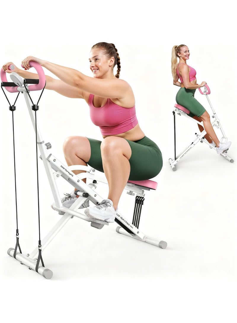 Jourvent Home Squat Machine, Rodeo Core Exercise Machine, 300 lbs Foldable, Adjustable 4 Resistance Bands, Cycling and Rowing Machine for Glutes Buttocks Thighs, Abs Back/Leg Press Hip Thrust - Image 1