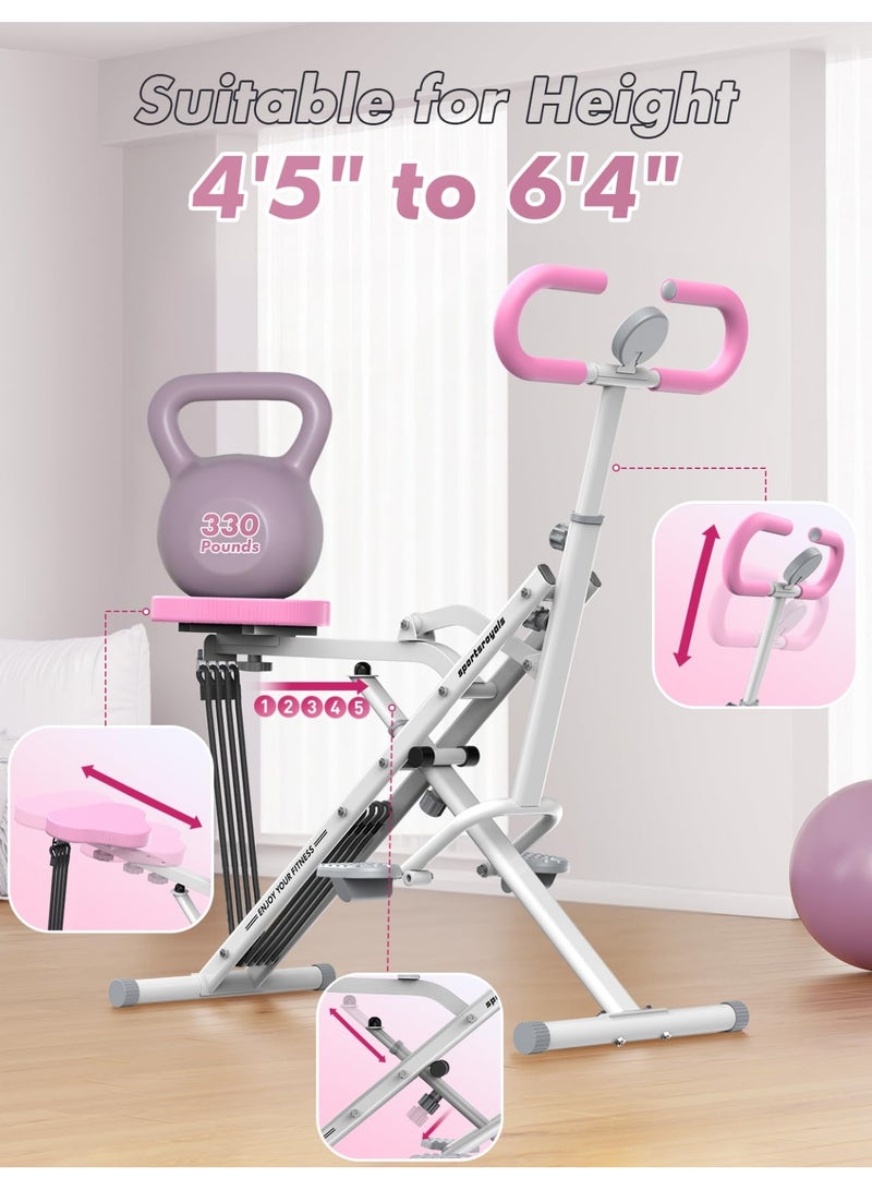 Jourvent Home Squat Machine, Rodeo Core Exercise Machine, 300 lbs Foldable, Adjustable 4 Resistance Bands, Cycling and Rowing Machine for Glutes Buttocks Thighs, Abs Back/Leg Press Hip Thrust - Image 5