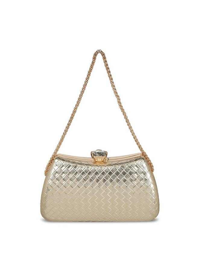 Mochi Women's Gold Fashionable Faux Leather Party Clutch (38-156) - Image 4