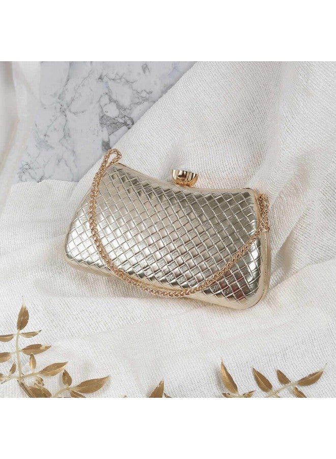 Mochi Women's Gold Fashionable Faux Leather Party Clutch (38-156) - Image 2