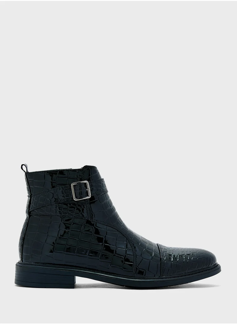 روبرت وود Patent Croc Embossed Pull On Boots