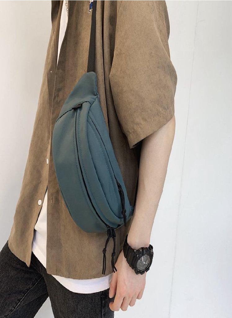 Eckek - Men Crossbody Bag Casual Waist Pack Waterproof Sports Belt Phone Pouch Solid Color Nylon Unisex Chest Bags Hip Banana Bag - Image 1